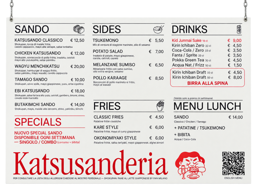 Il menu di Katsusanderia