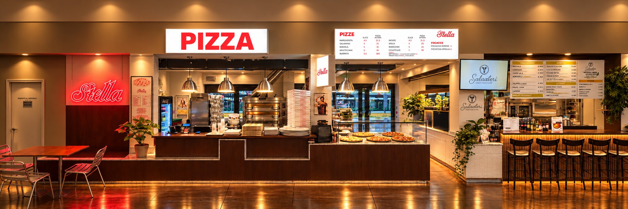 Il banco di Pizza Stella dentro il Mercato Isola