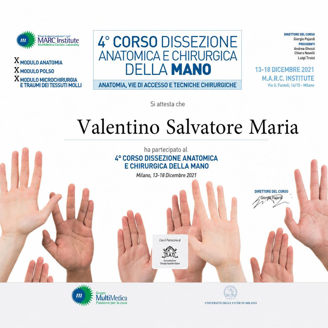Dissezione Anatomica e Chirurgica della Mano